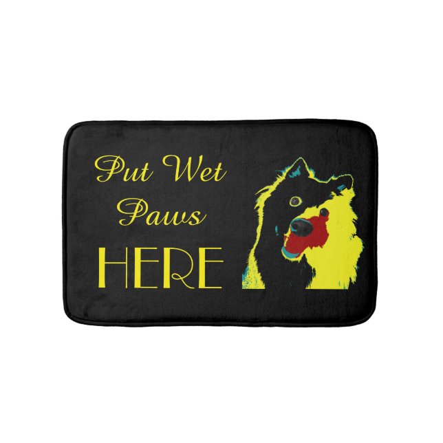 Japanese Spitz Black & Yellow Funny Bath Mat (Front)
