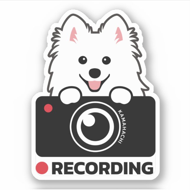 Japanese Spitz Dashcam Warning vinyl sticker (Front)