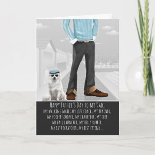 Japanese Spitz Dog and Dad for Father's Day Holiday Card