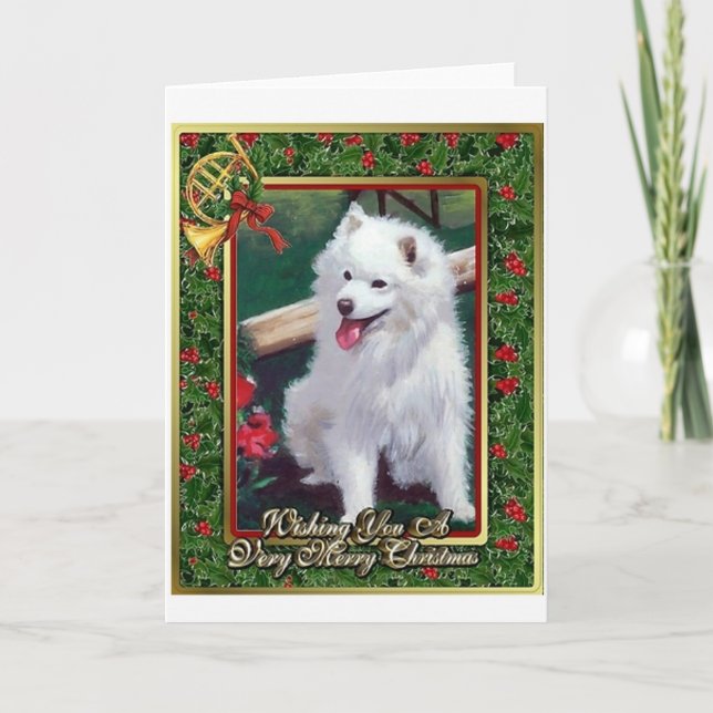 Japanese Spitz Dog Blank Christmas Card (Front)