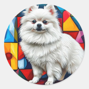 Japanese spitz dog classic round sticker