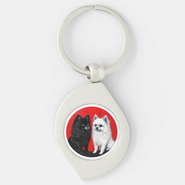 Japanese Spitz Dog Keychain For Dog Lovers Gift (Front)