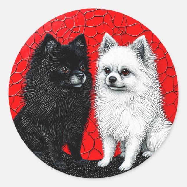 Japanese spitz dogs classic round sticker (Front)