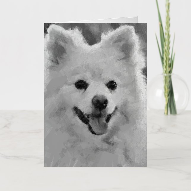 Japanese Spitz Foil Greeting Card (Front)