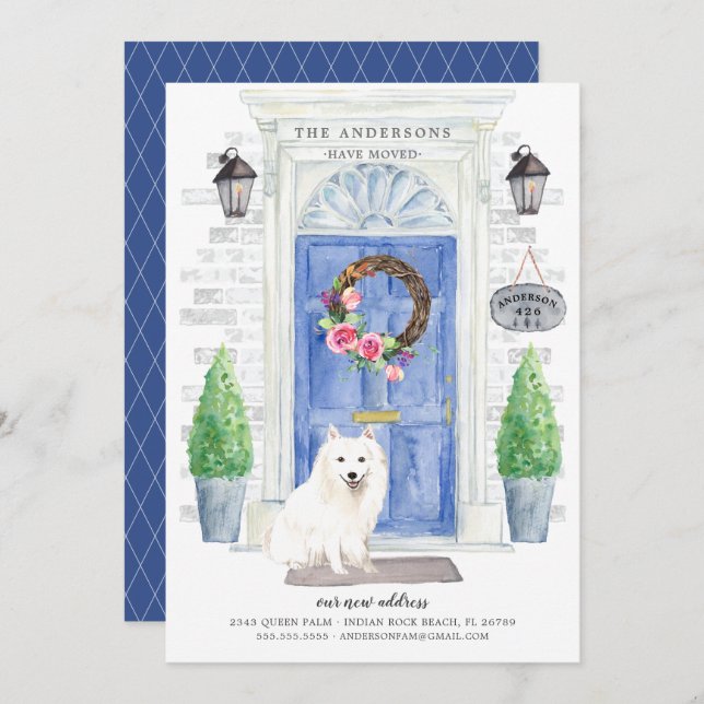 Japanese Spitz Front Door Moving Announcement (Front/Back)