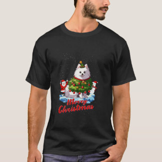 Japanese Spitz Merry Christmas Tree Lights Dog X M T-Shirt