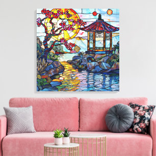 Japanese Stained Glass Art Canvas Print