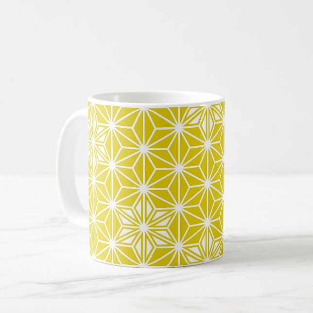 Japanese Star pattern - mustard gold and white Coffee Mug (Front Left)
