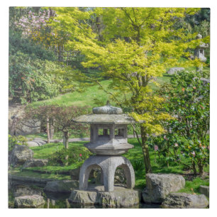 Japanese stone lantern ceramic photo tile