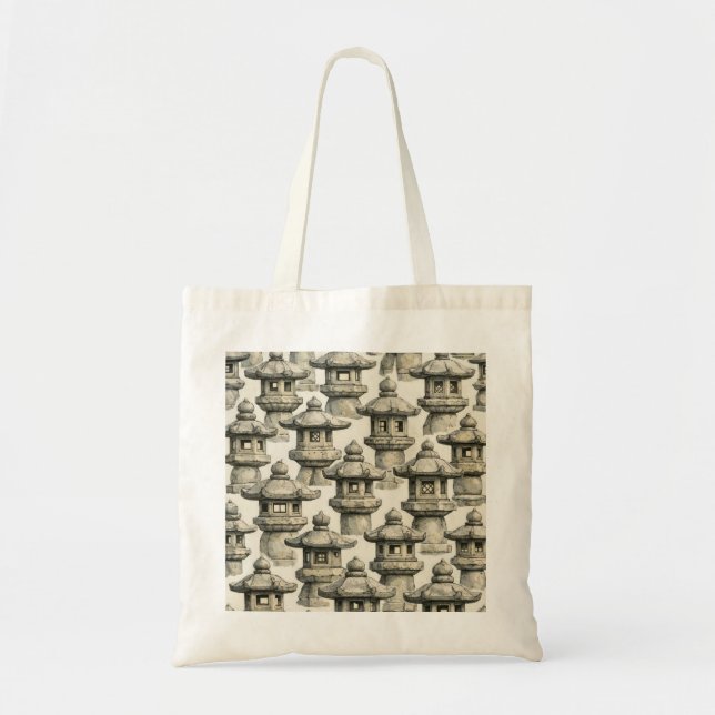 Japanese Stone Lantern Garden Tote Bag (Front)