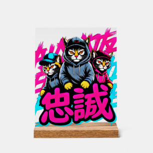 Japanese Streetwear Cat - For Dorms & Game Rooms Acrylic Sign