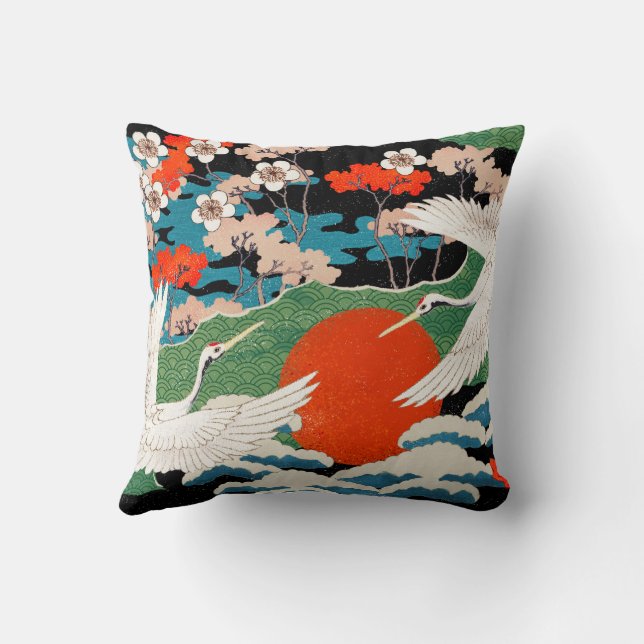 Japanese Style Art  Throw Pillow (Back)