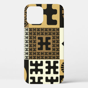 Japanese style, black gold seamless patterns. iPhone 12 case