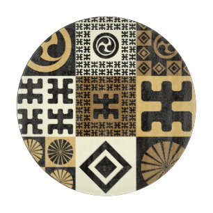 Japanese style, black gold seamless patterns. cutting board