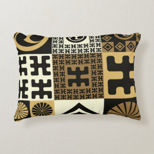 Japanese style, black gold seamless patterns. decorative cushion