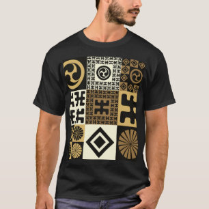 Japanese style, black gold seamless patterns. T-Shirt