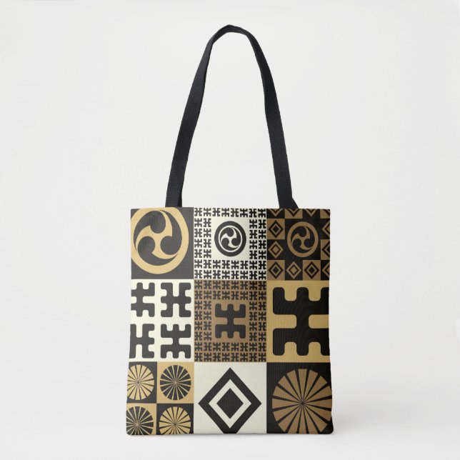 Japanese style, black gold seamless patterns. tote bag (Front)