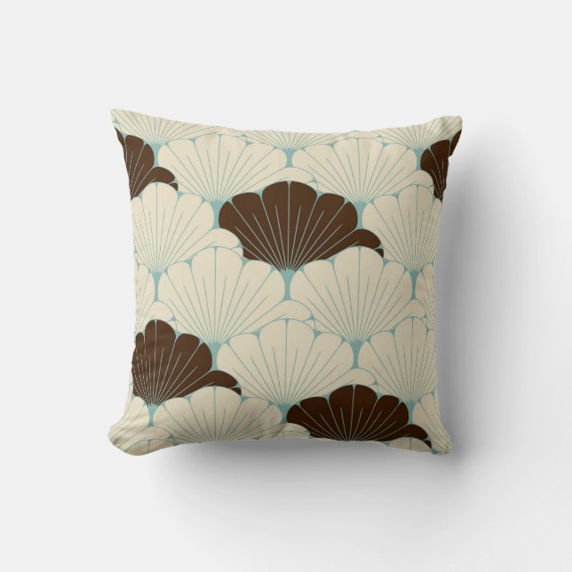 Japanese Style Blue Foliage Tile Cushion (Front)