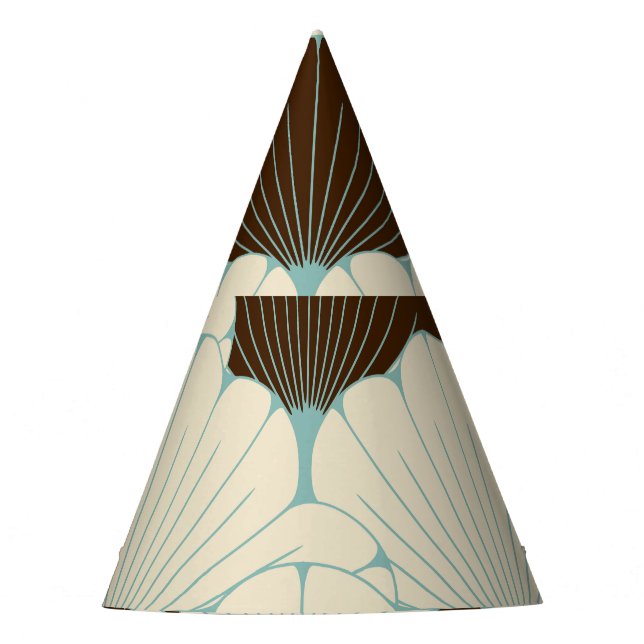 Japanese Style Blue Foliage Tile Party Hat (Front)