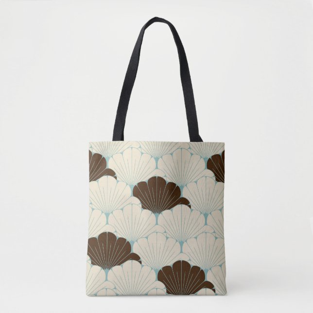 Japanese Style Blue Foliage Tile Tote Bag (Front)