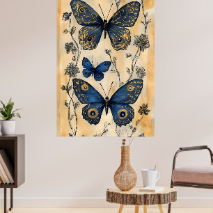 Japanese-style butterflies, poster