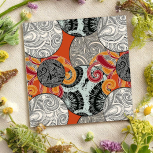 Japanese style card with balls and swirls
