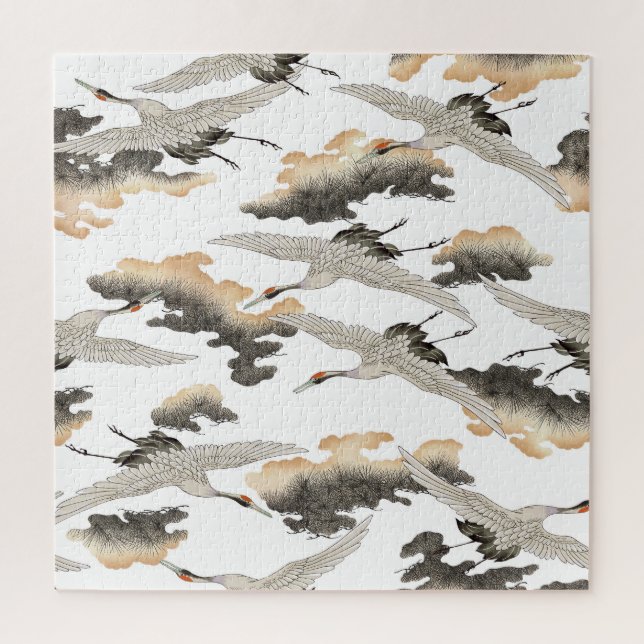 Japanese style crane: elegant design. jigsaw puzzle (Vertical)