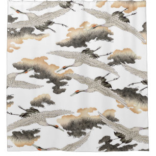 Japanese style crane: elegant design. shower curtain