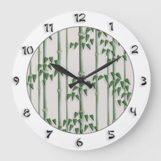 Japanese style elegant green bamboo with numbers large clock