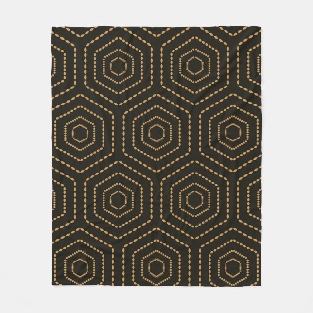 Japanese style golden seamless pattern background  fleece blanket (Front)