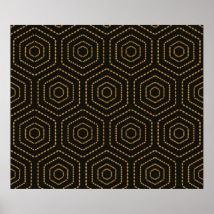 Japanese style golden seamless pattern background poster