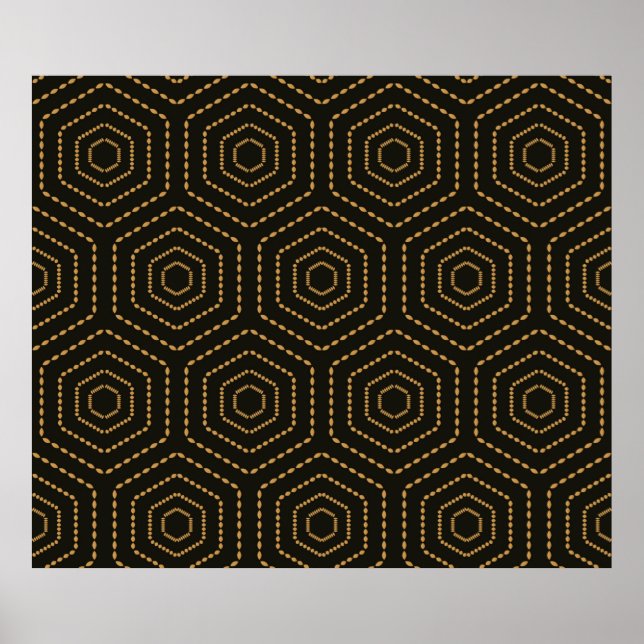 Japanese style golden seamless pattern background  poster (Front)
