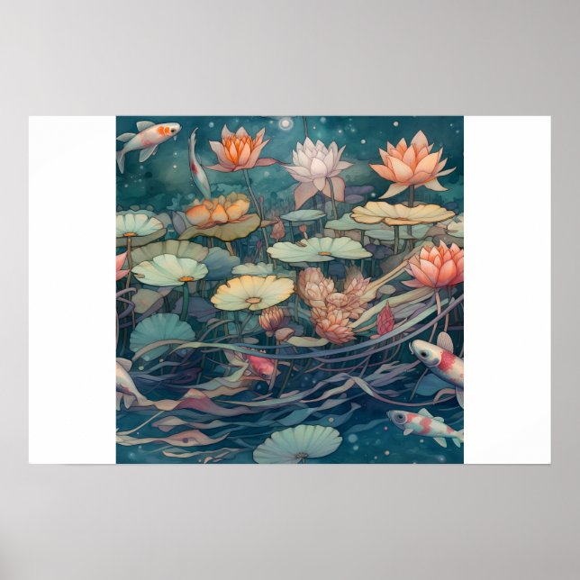 Japanese Style Koi Carp Art Poster (Front)