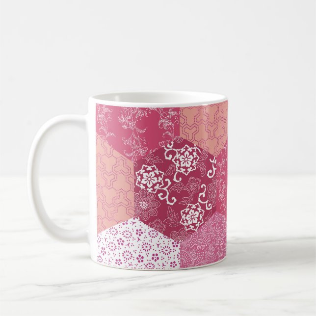 Japanese Style Patchwork Pattern Design Coffee Mug (Left)