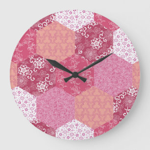 Japanese Style Patchwork Pattern Design Large Clock