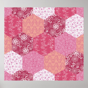 Japanese Style Patchwork Pattern Design Poster