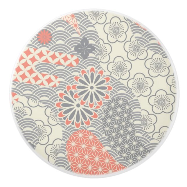 Japanese style pattern. Illustration. Ceramic Knob (Front)