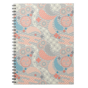 Japanese style pattern. Illustration. Spiral Notebook