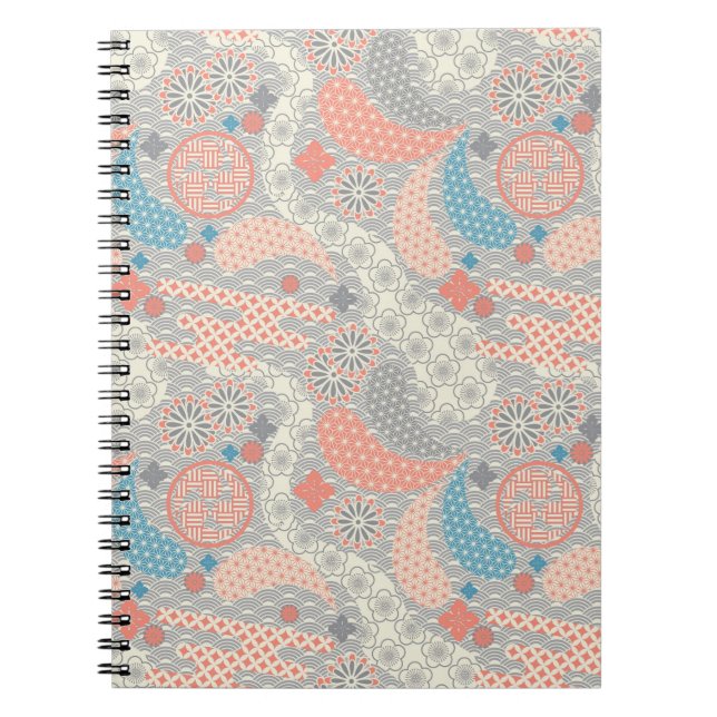 Japanese style pattern. Illustration. Spiral Notebook (Front)