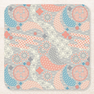Japanese style pattern. Illustration. Square Paper Coaster