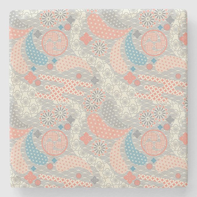 Japanese style pattern. Illustration. Stone Coaster (Front)
