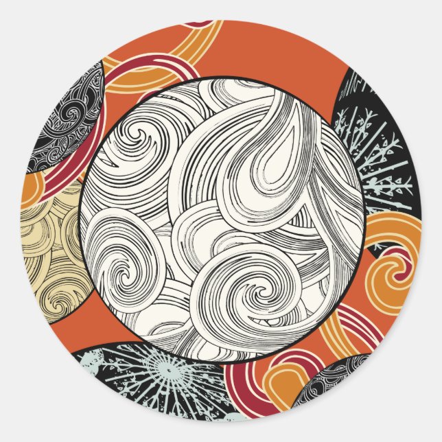 Japanese style pattern with red background classic round sticker (Front)