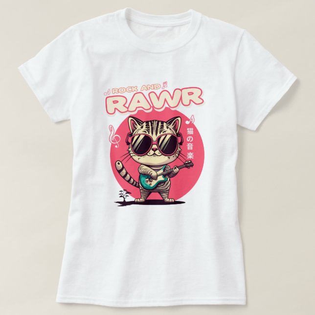  Japanese Style Rock Cat Tee  (Design Front)