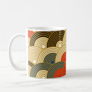 Japanese style scales waves seamless pattern in re coffee mug