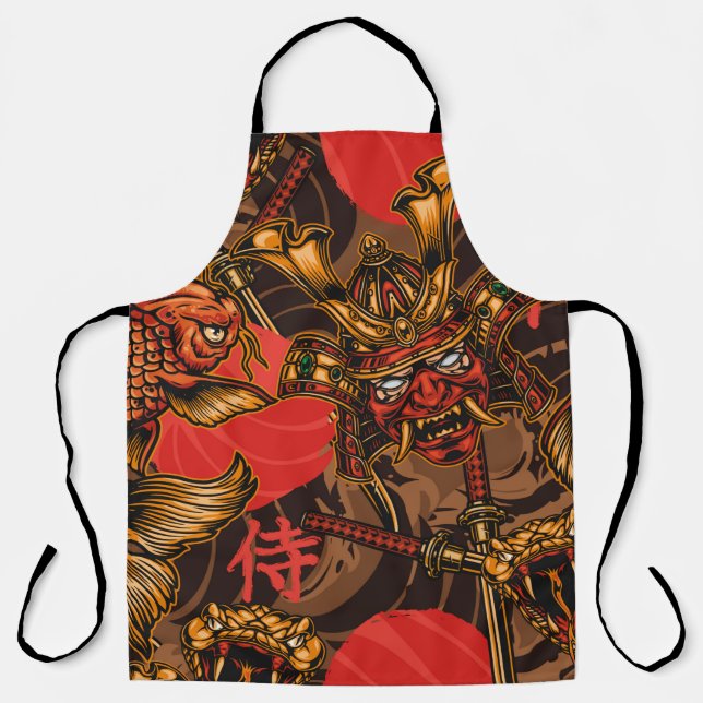 Japanese style vintage seamless pattern with samur apron (Front)