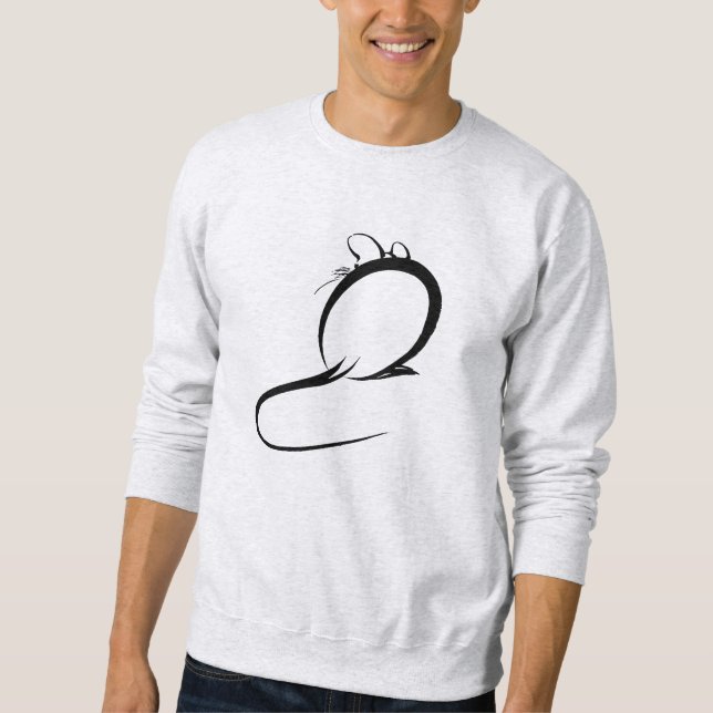 Japanese Sumi E Brushstroke Painting Mouse Sweatshirt (Front)