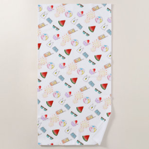 Japanese Summer Vibes Beach Shaved Ice Fireworks Towel