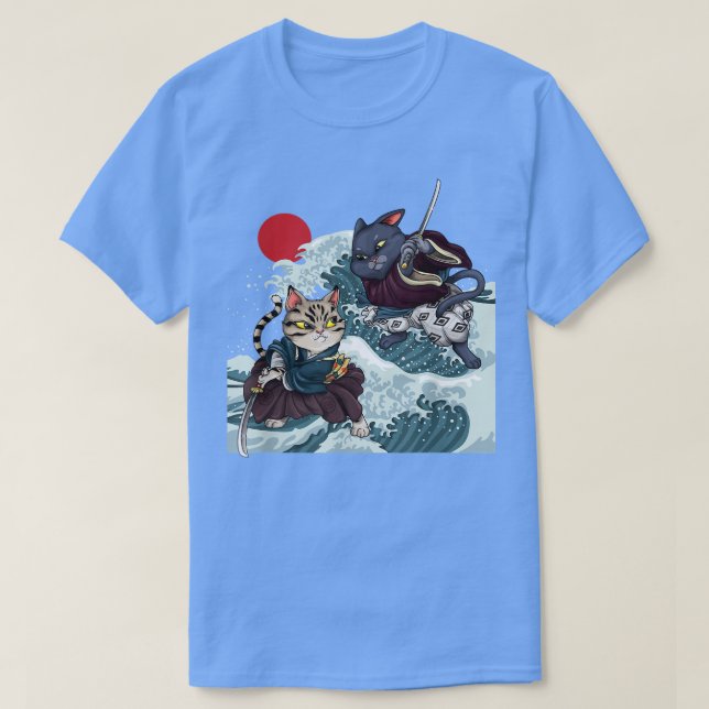 Japanese sun grunge Samurai Mask anime cat japan  T-Shirt (Design Front)