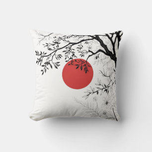 Japanese Sun & Nature Brush Art Cushion