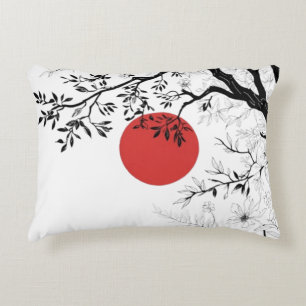Japanese Sun & Nature Brush Art Decorative Cushion